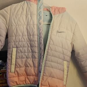 Nike Kids Pink and Cream Puffer Jacket
